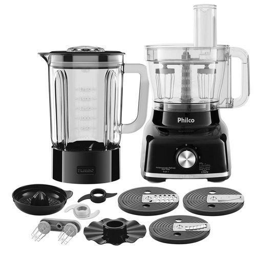 Multiprocessador de Alimentos Philco PMP1600P 9 em 1 com 2 Velocidades + Pulsar 1700W – Preto 110V