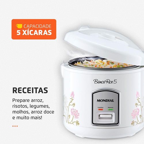 Panela Elétrica de Arroz Mondial Bianca Rice NPE-05 5 Xícaras - Branca 220V