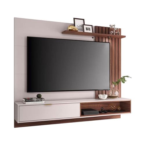 Sofá 3 lugares Cama Inbox Clean Reclinável - 190 cm de largura + Painel Home Suspenso Colibri Tocantins com 160 cm de largura para TVs de até 60" Café