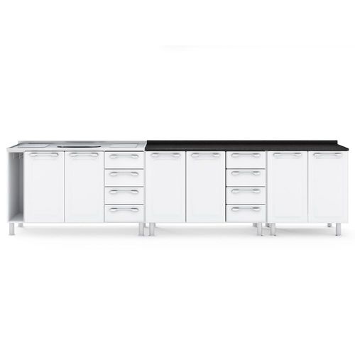 Cozinha Modulada Itatiaia Diamante com 3 peças, 6 portas e 4 gavetas - 295 cm de largura COZINHA-DIAMANTE-3PCS-BALCAO-