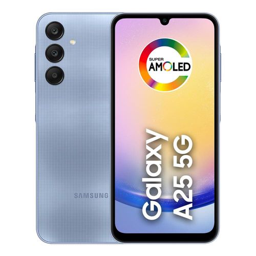 Smartphone Samsung Galaxy A25 5G Azul Claro 256GB, 8GB, Tela Infinita de 6.5", Processador Octa-Core, Câmera Tripla Traseira e Selfie de 13MP