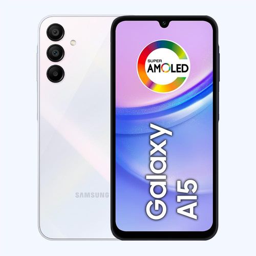 Smartphone Samsung Galaxy A15 4G Azul Claro 128GB, 4GB RAM, Processador Octa-Core, Câmera Tripla Traseira, Selfie de 13MP, Tela Infinita de 6.5" 90Hz