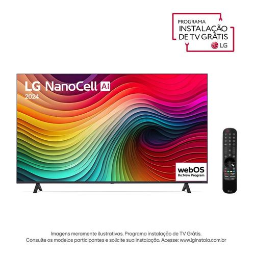 Smart TV 4K 70" LG NanoCell 70NANO80T com processador A5 Ger7 AI, Hub de Esportes, Alexa, Chromecast integrado, webOS 24 e Controle Smart Magic