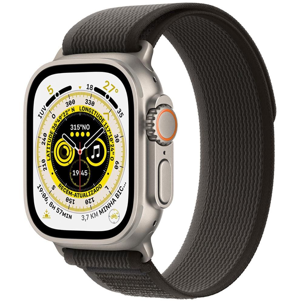 Apple Watch Ultra GPS + Cellular Caixa de Ttitânio 49 mm Pulseira Loop  Trail Preta/Cinza - M/G