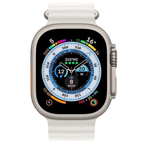 Apple Watch Ultra GPS + Cellular Caixa de Titânio 49 mm Pulseira Oceano branca