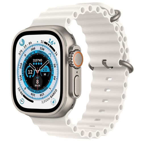 Apple Watch Ultra GPS + Cellular Caixa de Titânio 49 mm Pulseira Oceano branca