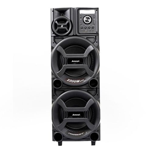 Caixa Amplificadora Amvox Pesadão Black ACA 2201 com Bluetooth, Entradas USB, Microfone e Instrumentos - 2200W