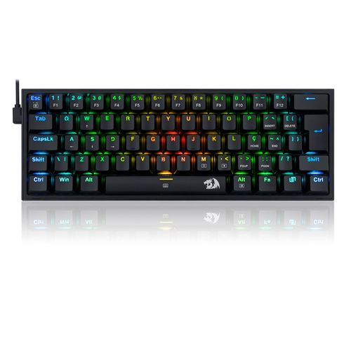 Teclado Gamer Redragon Fizz RGB Mec�nico Switch Blue Preto ABNT2 - K617-RGB-B