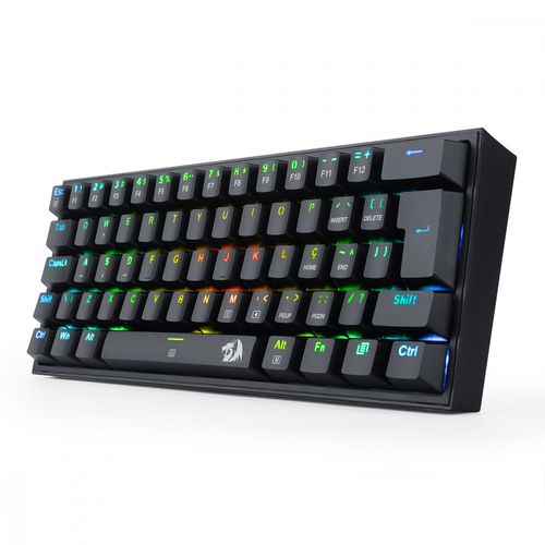 Teclado Gamer Redragon Fizz RGB Mec�nico Switch Blue Preto ABNT2 - K617-RGB-B