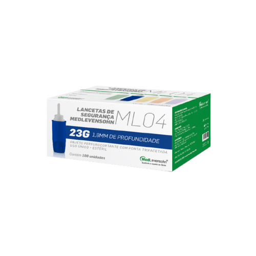 Lanceta c/ Trava de Segurança 23G 0,64x1,8mm 100Unids