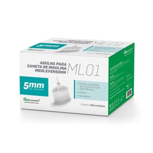 Kit com 2 Caixas Agulha Caneta Insulina 5mm Medlevensohn