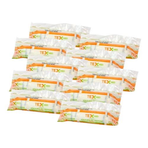 Kit 10 Rolos Atadura Crepom Não Estéril 0,8cmx1,80m TexMed