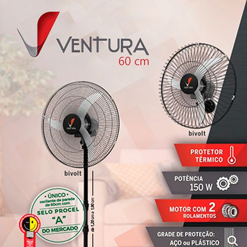 Ventilador Oscilante Coluna Ventidelta Ventura Grade De Aço 60CM 150W Bivolt Preto