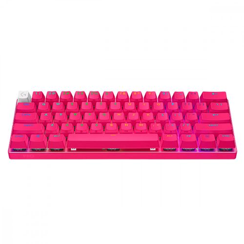 Teclado Gamer Sem Fio Logitech G PRO X 60 Lightspeed RGB Mecânico Switch Tátil Óptico Magenta US - 920-011940