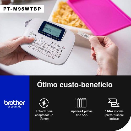 Rotulador Eletrônico Portátil Brother Branco Com 3 Fitas - PTM95WTBP