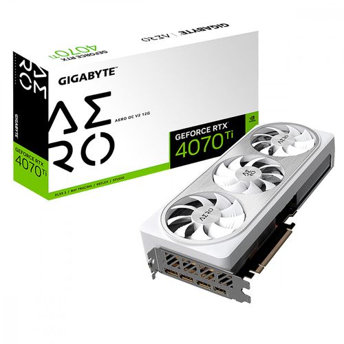 Placa de Vídeo Gigabyte GeForce RTX 4070 TI Aero OC V2 12GB White GDDR6X 192 bits - GV-N407TAERO OCV2-12GD