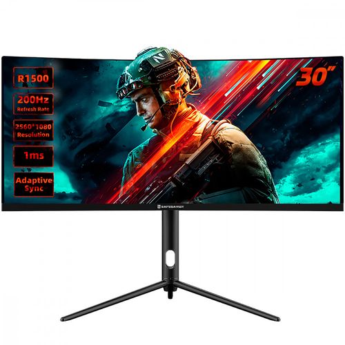 Monitor Gamer Ultrawide Curvo Safe Gamer 30 WFHD 200Hz 1MS HDMI DP VA Adaptive-sync Preto