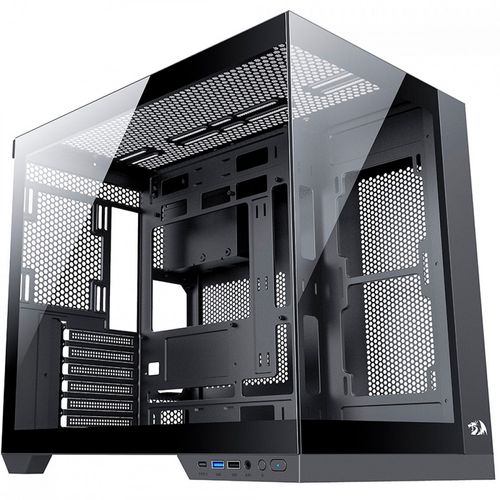 Gabinete Gamer Redragon Wideload Pro Preto Vidro Temperado Sem Fan Mid Tower ATX