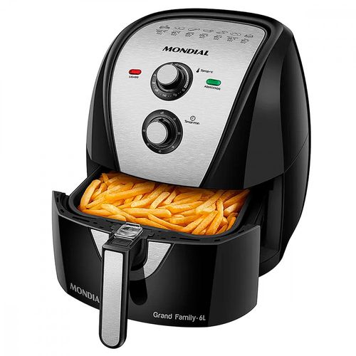 Fritadeira Elétrica Air Fryer Grand Family Sem Óleo 6L Mondial Inox 1900W 220V - AFN-60-BI