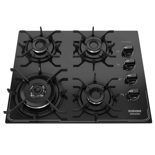 Cooktop 4 Bocas Itatiaia Itamaster Vidro Temperado Gás Tripla Chama 4Q Preto Bivolt - 3700000341