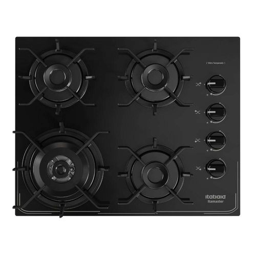 Cooktop 4 Bocas Itatiaia Itamaster Vidro Temperado Gás Tripla Chama 4Q Preto Bivolt - 3700000341