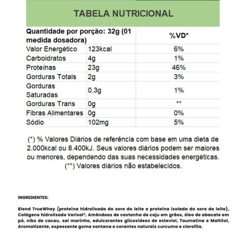 Whey  Abacate com Nibs de Cacau True Source 32g