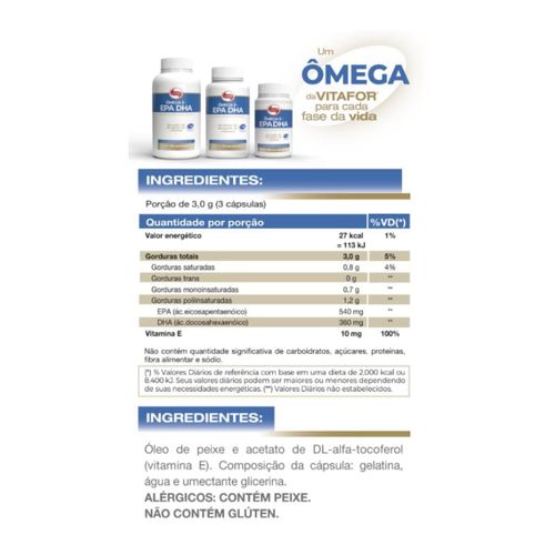 Ômega 3 EPA DHA 240 cápsulas de 1g Vitafor