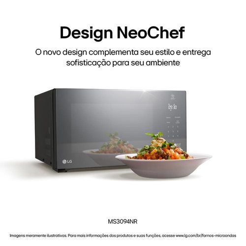 Forno Micro-ondas LG MS3094NRA com visual NeoChef e Limpa Fácil – Espelhado 110V