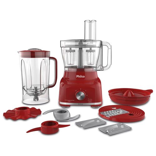 Multiprocessador de Alimentos Philco 9 em 1 PMP1600V com 1400W – Vermelho 110V