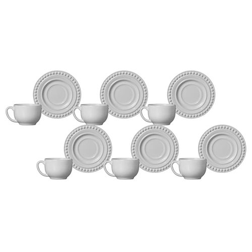 Conjunto de Xícaras para Chá Porto Brasil Atenas em Faiança Feldspática 161ml - 6 Peças