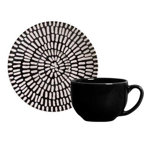 Conjunto de Xícaras de Chá Porto Brasil Coup Chevron em Cerâmica Feldspática 198 ml – 6 Peças