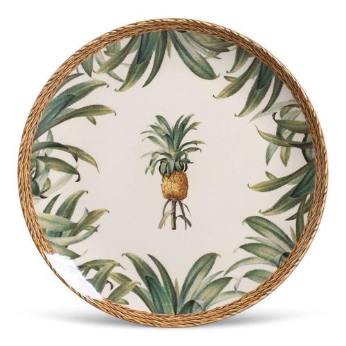 Conjunto de Pratos Rasos Porto Brasil Coup Pineapple Natural Estampado – 6 Peças