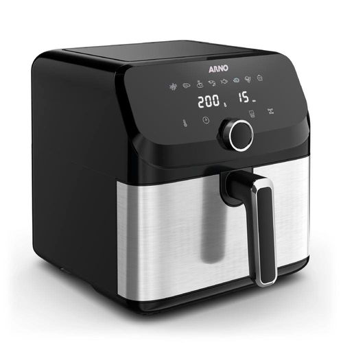 Fritadeira Elétrica Sem Óleo Air Fryer Arno AFD7 7,5L Mega Digital – Inox/Preta 110V