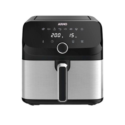 Fritadeira Elétrica Sem Óleo Air Fryer Arno AFD7 7,5L Mega Digital – Inox/Preta 110V