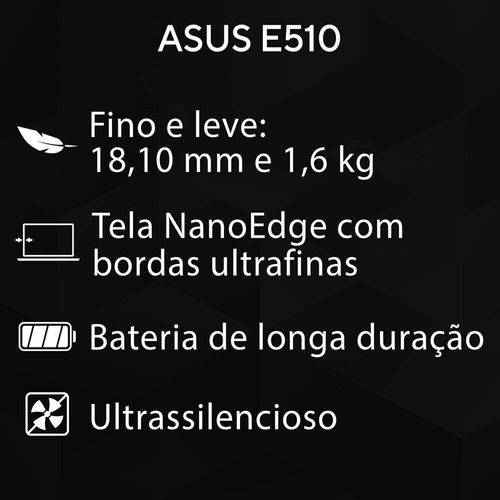 Notebook ASUS Vivobook Go 15 com processador Intel Celeron Dual Core, 4GB RAM, 128GB e-MMC, Tela 15,6" LED e Windows 11 Star Black - E510KA-BR808WS