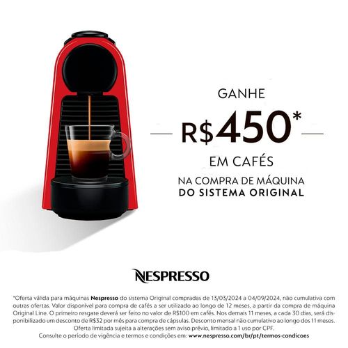 Máquina de Café Nespresso Essenza Mini D30 com Kit Boas Vindas - Vermelha 220V