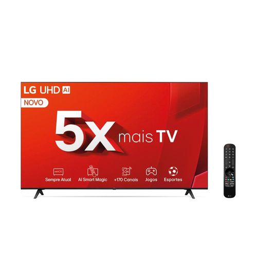 Smart TV 4K 50" LG Ultra HD 50UT8050 com Processador a5 Ger7 AI, Alexa/Chromecast integrado, Otimizador de Jogos, webOS 24 e Controle Smart Magic