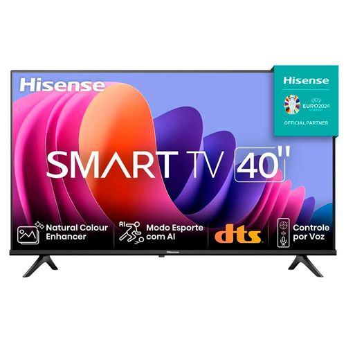 Smart TV 40" Hisense Full HD DLED A4N com sistema operacional VIDAA, Modo Game, Dolby Audio, Depth Enhancer e Modo AI Esportes - 40A35HSV