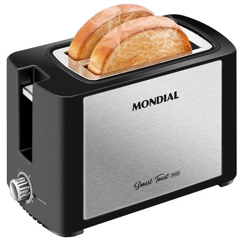 Torradeira Smart Toast Mondial T-13 com 6 opções de tostagem – Preto/Inox 110V