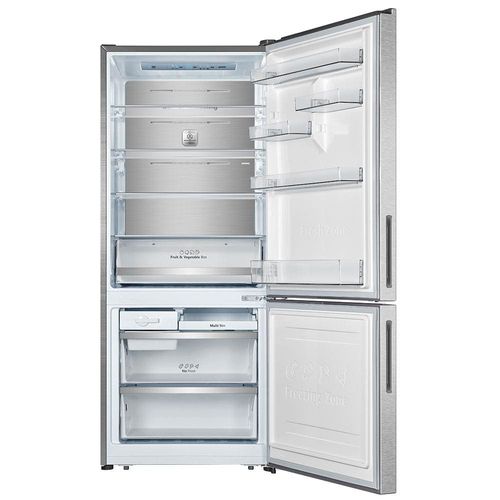 Geladeira Hisense Botton RB-52W Frost Free com Tecnologia Inverter, Portas Reversíveis e Painel Touch 397 L - Inox Look 110V