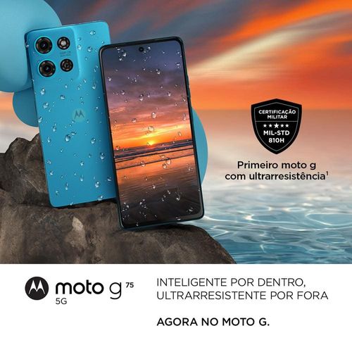 Smartphone Motorola Moto G75 Preto 5G, 256GB, 16GB RAM Boost, Processador Octa-Core, Câmera Traseira 50MP + 8MP, Selfie de 16MP e Tela de 6.8"