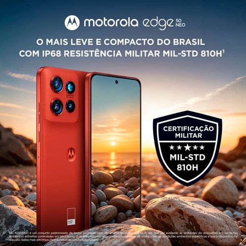 Smartphone Motorola Edge 50 Neo 5G Grisaille Vegan Leather, Processador Dimensity 7300, 256GB, 8GB + 8GB RAM Boost, Câmera 50MP, Moto AI e Tela 6,4"