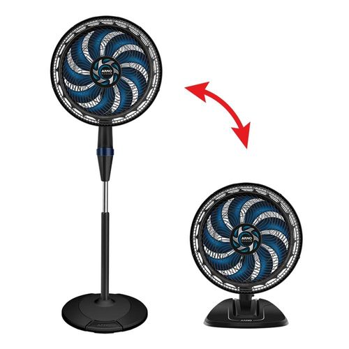 Ventilador de Coluna Arno VE9M 40cm com 9 pás, 3 velocidades e 160W – Preto / Azul 220V