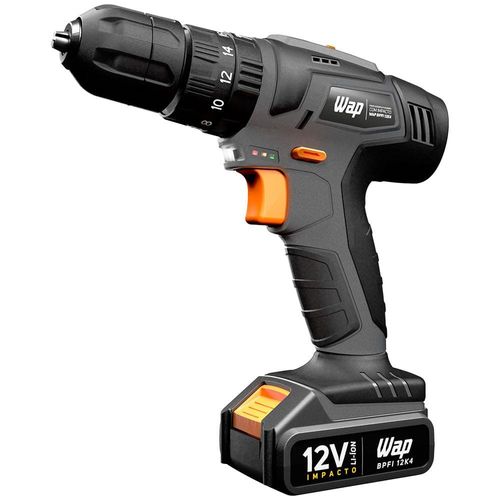 Parafusadeira e Furadeira de Impacto WAP BPFI 12K4 Carregador Bivolt 12V 3/8” com Maleta e Acessórios