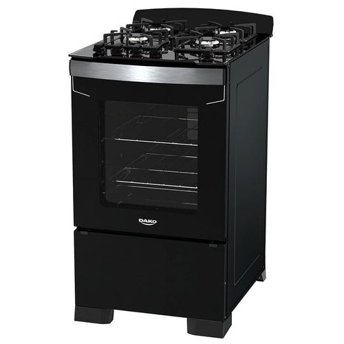 Fogão Dako 4 Bocas Diplomata com Mesa de Vidro e Acendimento Automático Bivolt – Preto