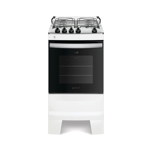 Fogão Atlas 4 Bocas Agile Up com Mesa de Inox, Grade Dupla no Forno e Acendimento automático Bivolt - Branco