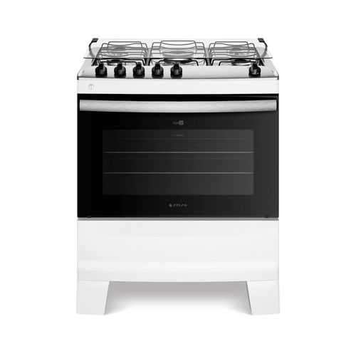 Fogão Atlas 5 Bocas Agile Up com Mesa de Inox, Grade Dupla no Forno e Acendimento automático Bivolt – Branco