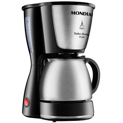 Cafeteira Elétrica Mondial Dolce Arome Thermo Inox C-34 15 Xícaras – Preta e Inox 110V