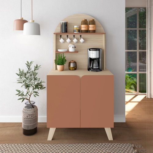 Cantinho do Café Artely Viena com 2 portas e 3 prateleiras – 80cm de largura Naturale e Terracota