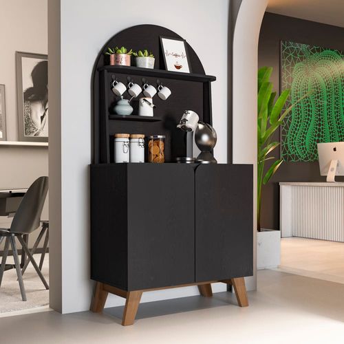 Cantinho do Café Artely Viena com 2 portas e 3 prateleiras – 80cm de largura Preto